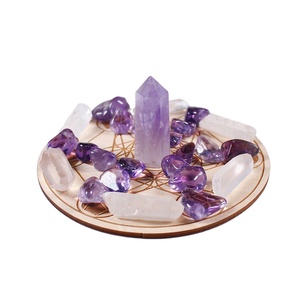 Đá Reiki Chữa Bệnh Hoa Hồng Thạch Anh Chữa Bệnh Đá Vụn Bảy Sao Mảng Gỗ Cơ Sở Thạch Anh Pha Lê Điểm 7 Bộ Đá Luân Xa - Product Image 1