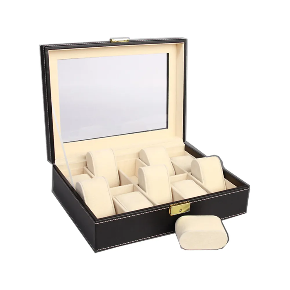 Su misura In Pelle Mens Watch Box & Caso Cuscino Cuscino Fino A 60Mm di Diametro di Immagazzinaggio Orologi