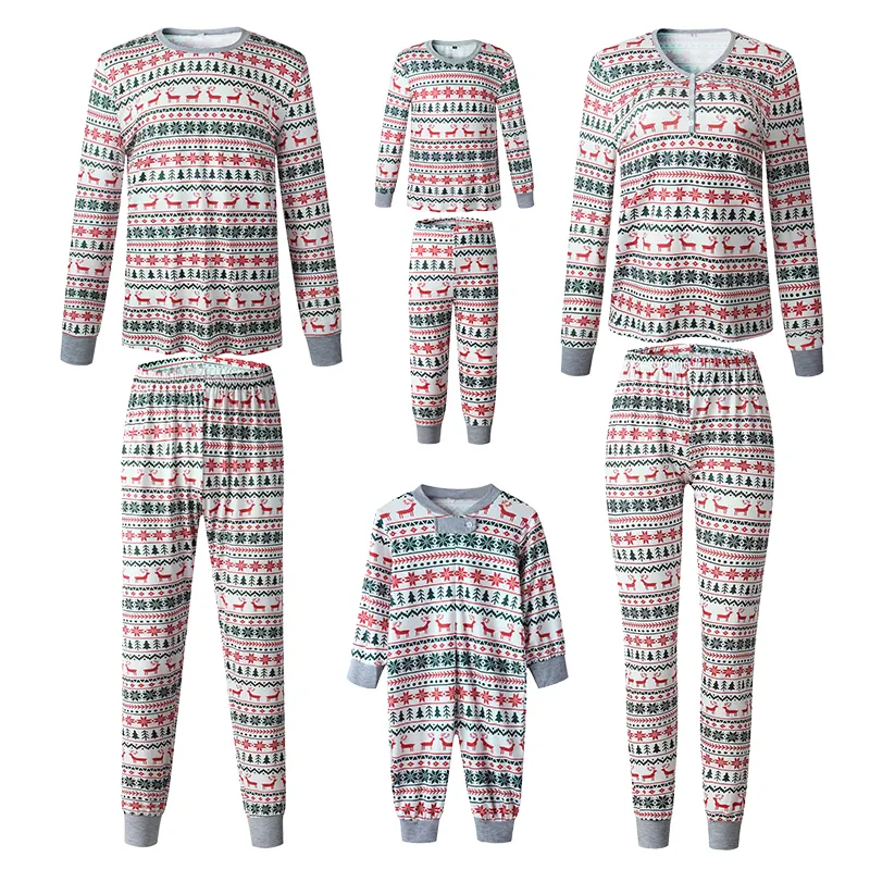 2022 Custom Print Weihnachten Winter Warme weiche Hosen Pyjamas Leere Baumwoll pyjamas Set Passende Weihnachts pyjamas für Familien