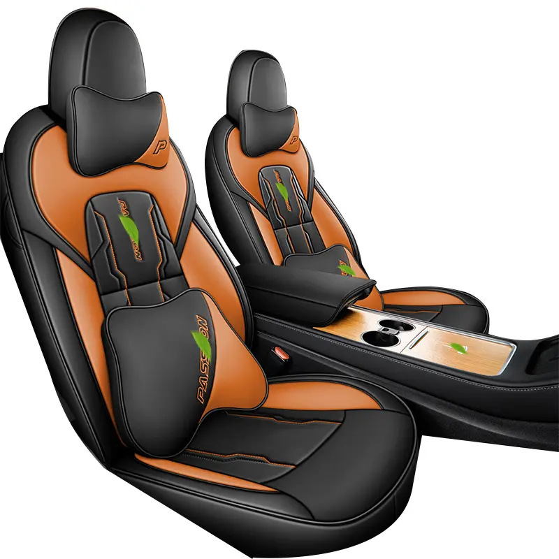 Pu Leather Leather Orange Universal Back Bling protect coprisedile per auto di vendita caldo per Tesla Model Y Car Seat protect
