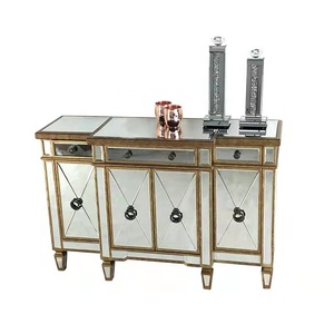 Modern gümüş Finish 2 çekmeceli konsol soyunma masa masası giriş mutfak daire için fantezi temizle aynalı-oteller ve yatak odası için - Product Image 5