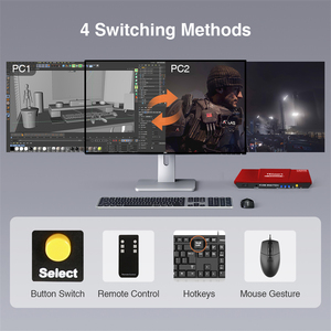 TESmart-Kit de conmutador KVM de 2 puertos, HDMI 4K60Hz con salida de audio EDID, compatible con 2 uds., 1 monitor, conmutador de escaneo automático de vídeo