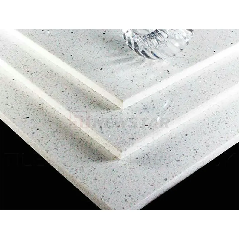 Espejo brillante piedra galaxy blanco azulejos de cuarzo 12x12