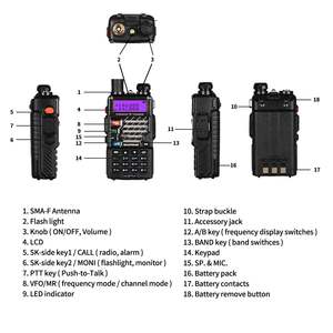 Baofeng UV-5R + artı Walkie Talkie 5W Ham radyo UHF/VHF Dual Band iki yönlü radyo taşınabilir FM amatör 1800mAh telsiz radyo