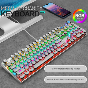 OEM personalizado de alta calidad, impermeable, rosa, Rbg, PC, ordenador con cable Usb, Retro, mecánico, Led Rgb, teclado de juegos para tableta - Product Image 3