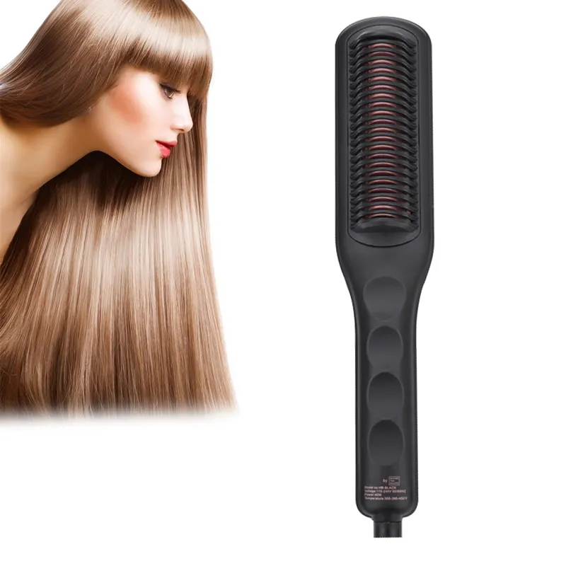 Pente de maca profissional inteligente multifuncional, alisador de cabelo iônico para meninas, escova elétrica para pentear cabelos