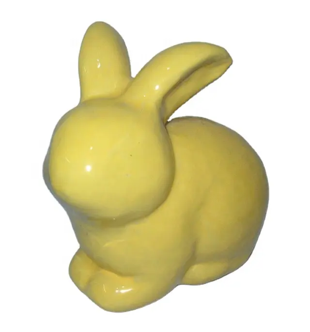 Conejo de Pascua de cerámica, conejo pequeño de cerámica, ornamento de huevo de Pascua