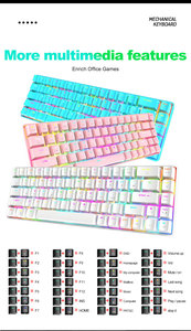 Free Wolf-Teclado mecánico T8 RGB para juegos, teclado luminoso de 68 teclas para ordenador, Notebook, MAC 60% - Product Image 5