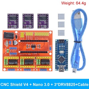 TZT 1SET 3 DV4 CNC Shield V4 Nano 3.0 3 Stück DRV8825 oder A4988 Reprap Stepper Drivers Set für Arduino