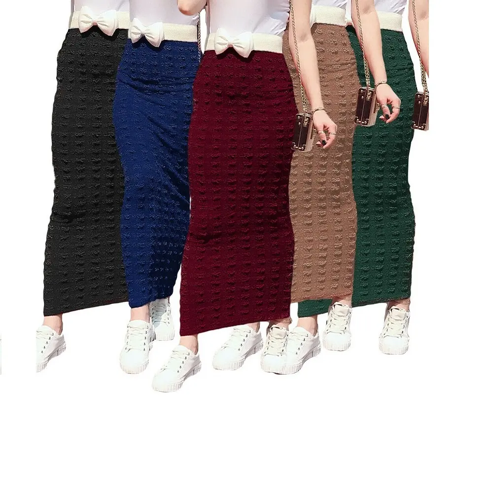 Muslim women long pencil maxi skirt stretch skirts high waist Arab dress