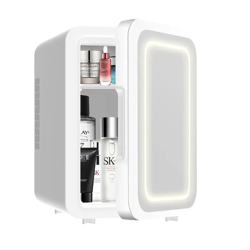 Strumenti di bellezza frigorifero portatile compatto per cosmetici con specchio per auto leggero Ocean Box Logo Mini frigorifero a Led