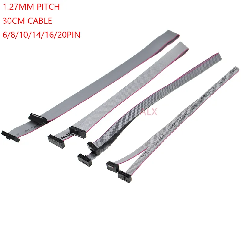 1.27MM pitch FC-6/8/10/14/16/20/40/50 PIN 30CM JTAG ISP DOWNLOAD CABLE Gray Flat Ribbon Data Cable FOR DC3 IDC BOX HEADER