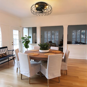 Quạt Trần Điều Chỉnh Gắn Phẳng Hiện Đại Quạt Trần Điều Khiển Từ Xa Màu Đen Công Nghiệp Có Đèn Quạt Đèn Led - Product Image 2