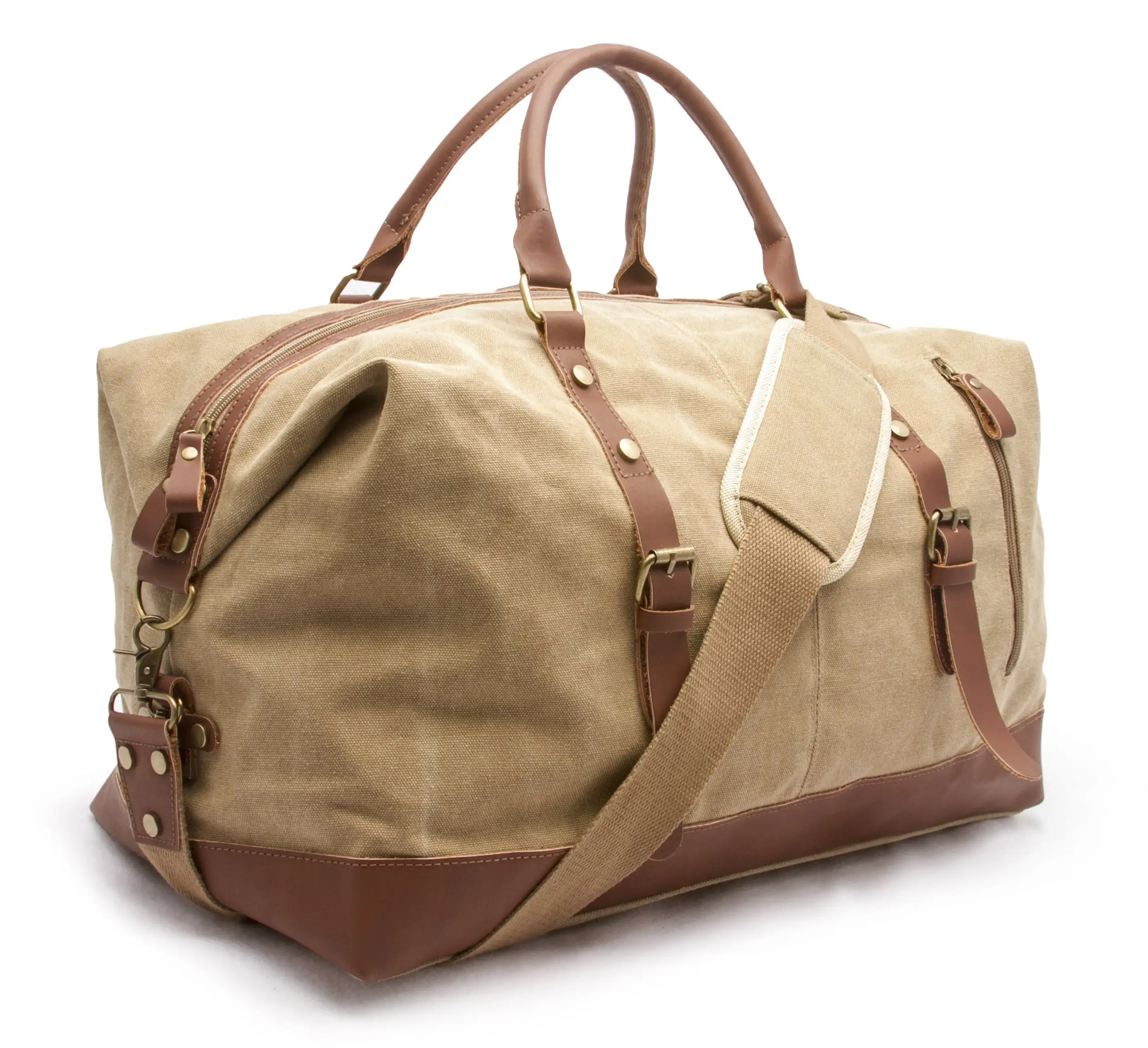 حقيبة أمتعة من القماش الكلاسيكي للسفر إلى صالة الألعاب الرياضية بشعار مخصص