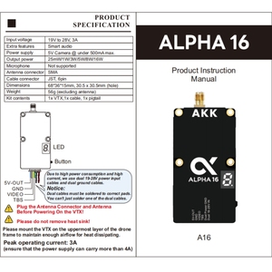 AKK 16W 5.8GHz Ultra geniş bant 96CH FPV VTX Alpha 16 Video verici gönderen İha parçaları 1W 3W 5W 8W itibaren 4.9GHz için 6GHz - Product Image 5