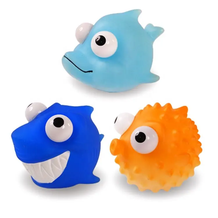 Coming 2022 Animal Toy Squeeze Eyes Popper Fish Pvc 3D Cute Keychain