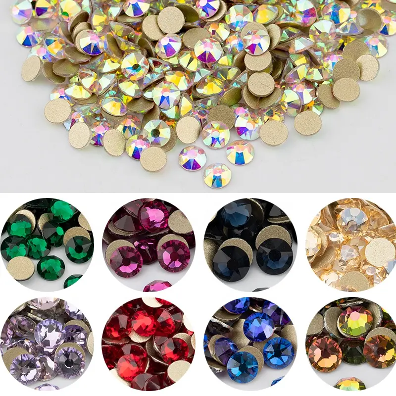 8 grandes 8 pequenos fatos SS16 20 30 cristal AB vidro strass não hot fix parte traseira plana para decoração de vestido