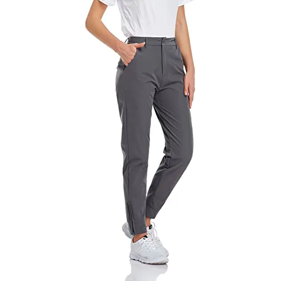 Kadın Pro Slim Fit atletik egzersiz salonu rahat açık Golf pantolon düz Golf pantolon Jogger fermuarlı cepler