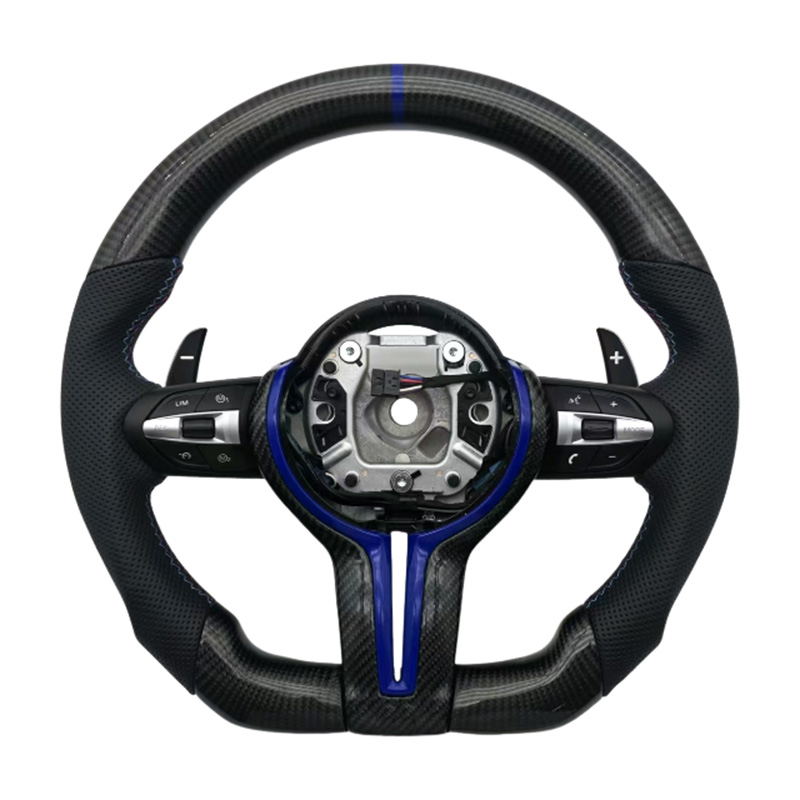 F30คาร์บอนไฟเบอร์ + หนังพรุน + แถบสีฟ้า + เย็บเมตร