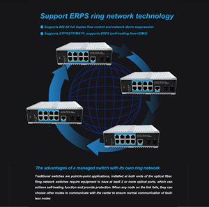 Kunden spezifischer 48 ~ 57V 2 8 Base-FX-Netzwerk-Switch mit SNMP-und QoS-Funktionen Gigabit-verwalteter POE-SFP-Switch - Product Image 3
