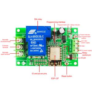 ESP8266 5V 7- 80V 30A WIFI 1/2チャンネルリレーモジュールESP-12F開発ボード - Product Image 5