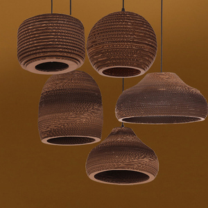 2023 Modern Loft tasarımcı restoran için geri dönüşümlü oluklu karton kolye lamba - Product Image 2
