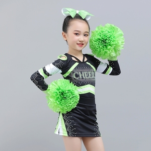 Çocuk kızlar özel tasarım akademi Cheer üniforma kostüm seti Cheer yay Pom Poms amigo takım kıyafeti - Product Image 1