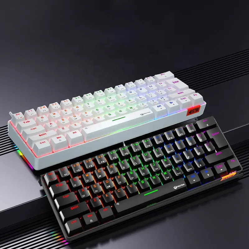 Teclado MEETION 60 por ciento 60% Rgb Led retroiluminado Bluetooth Teclado mecánico Teclado Gamer Teclado inalámbrico para juegos