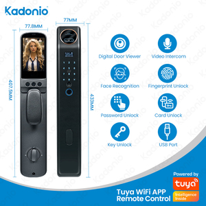 Kadonio Entrada sin llave Tuya APP 6068 Mortise Master Lock Teclado digital Seguridad Smart Face Lock Puerta Wi-Fi para el hogar - Product Image 2