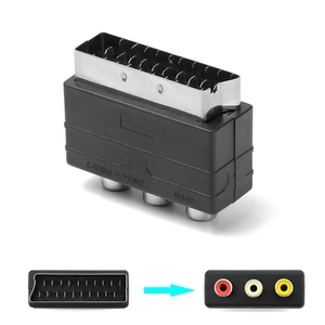 21Pin <strong>Scart</strong> Adaptor AV Block <strong>to</strong> 3 <strong>RCA</strong> Phono Composite S-Video with In/out Switch <strong>Scart</strong> Adaptor AV Block - Product Image 2