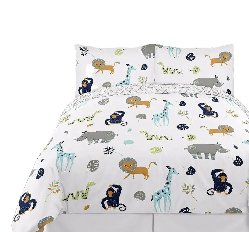 Matériau de literie tissu microfibre 100 polyester pigment enfants animaux tissu imprimé maison de lit