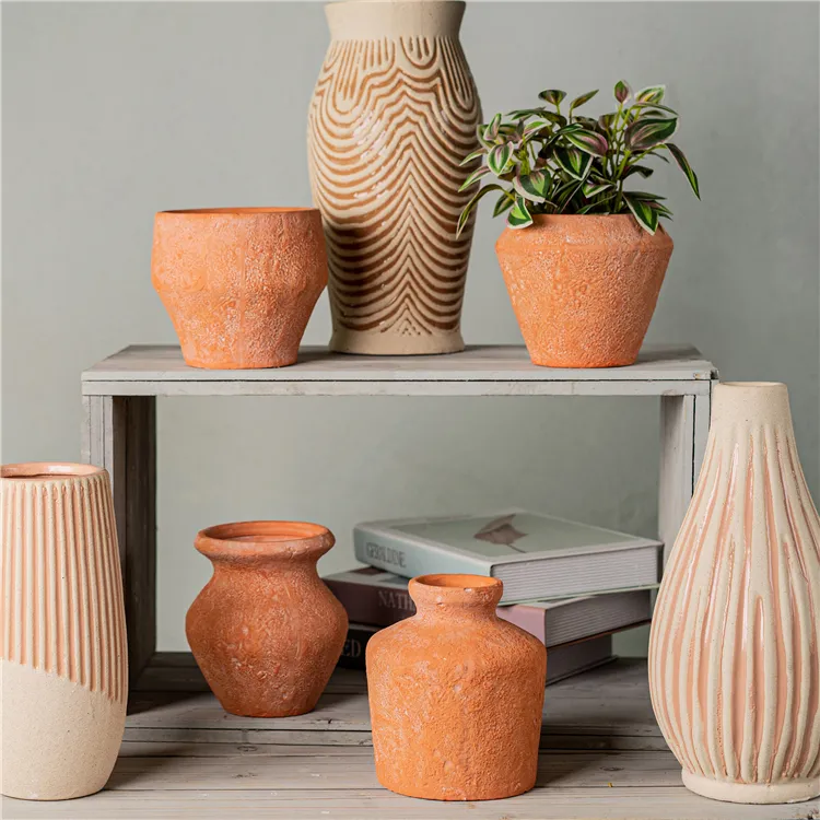 Commercio all'ingrosso home garden decor vasi per piante succulente in terracotta decorazione da tavolo mini vaso di argilla vasi da fiori in ceramica