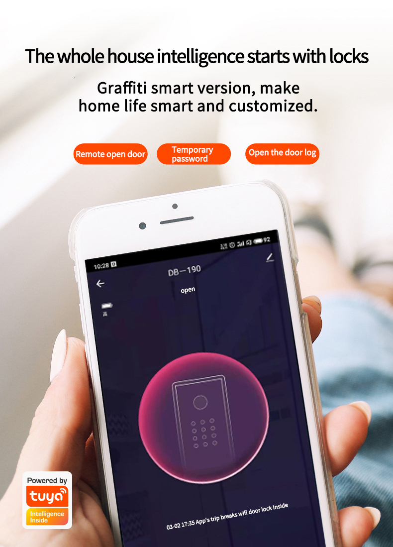 intelligent house smart lock glass applet fingerprint Customizable digital lock ttlock or tuya safety smart lock guangdong smart