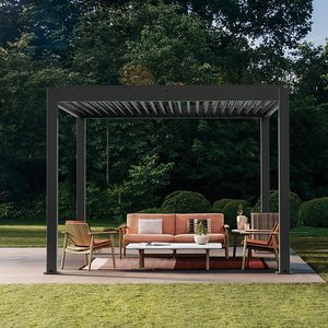 Motorlu panjur çatı elektrikli Pergolas ve açık evler için manuel Louvre ile yeşil Metal Gazebo Pavilion