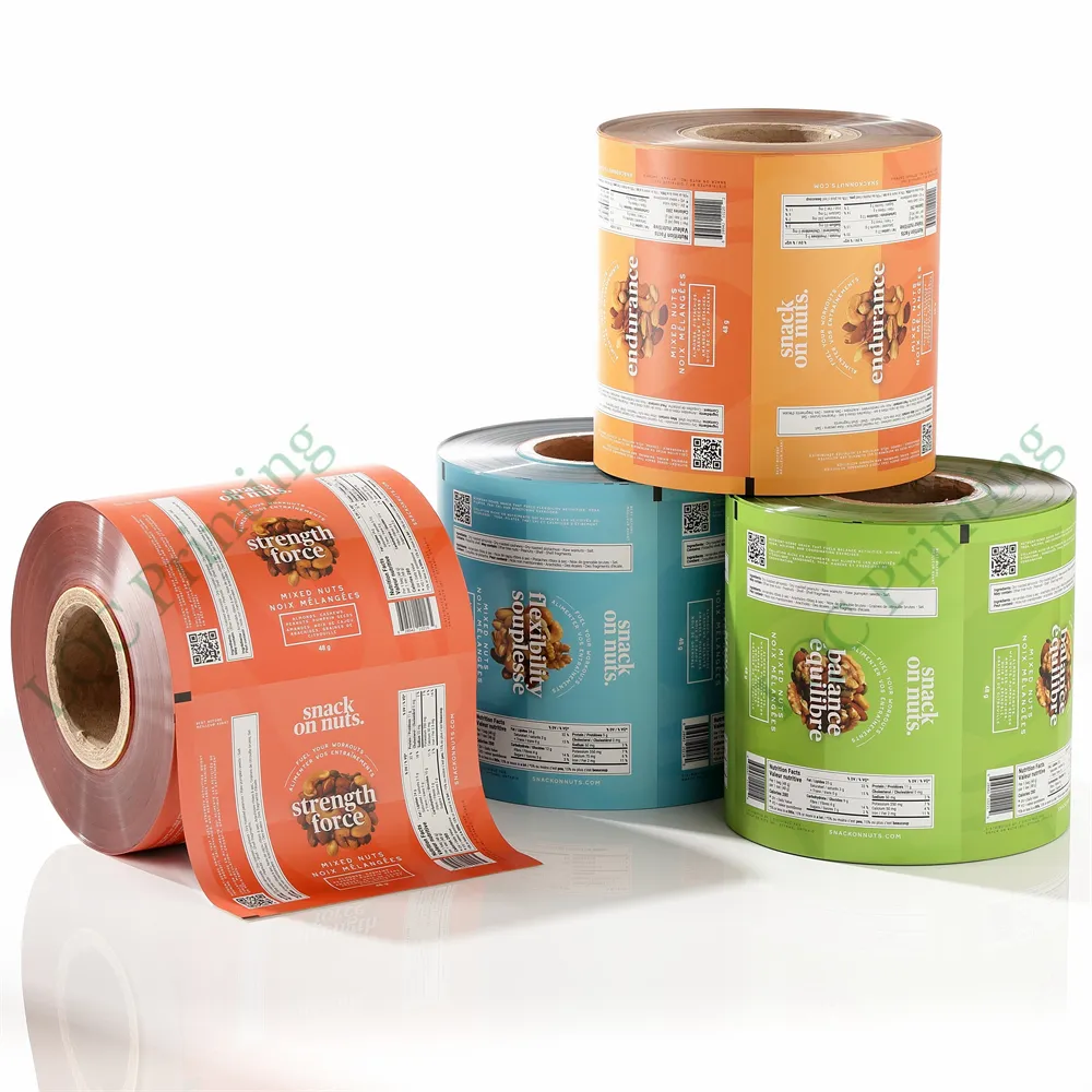 Printed rollstock food grade flexible packaging lamination laminating sealing roll film packaging in rolls glossy plastic