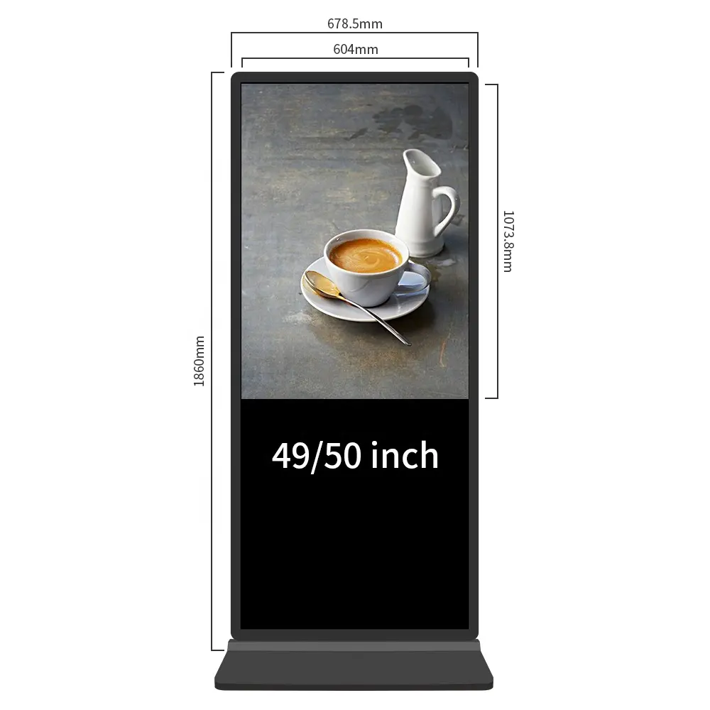 Monitor di pubblicità del touch screen principale lcd da pavimento della rete wifi del sistema android della finestra da 49 pollici