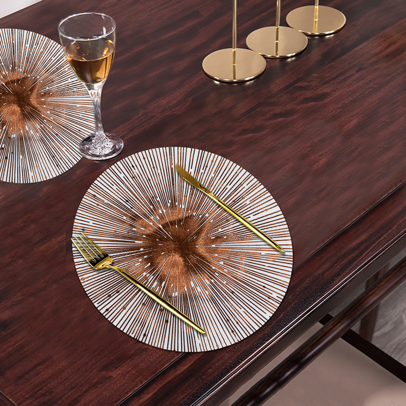 Rose Gold Flower Shape Irregular Eco PVC Placemats For Dinning Table