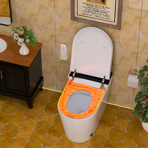 Lüks 1.28 GPF dijital ekran akıllı tuvalet u-şekil kullanıcı bellek ile büyük boy banyo aksesuarı otomatik gömme tek parça kapalı koltuk - Product Image 5