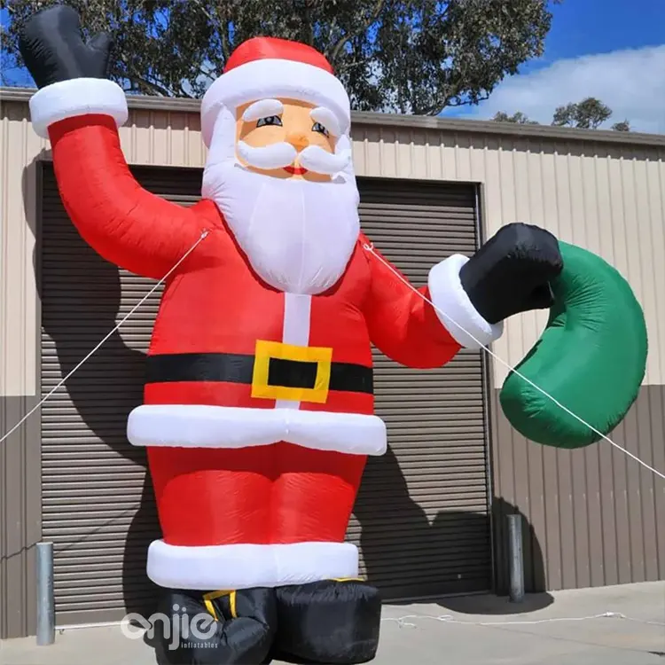 Decoraciones navideñas al por mayor Papá Noel inflable con bolsa de regalo Luces LED Decoración al aire libre