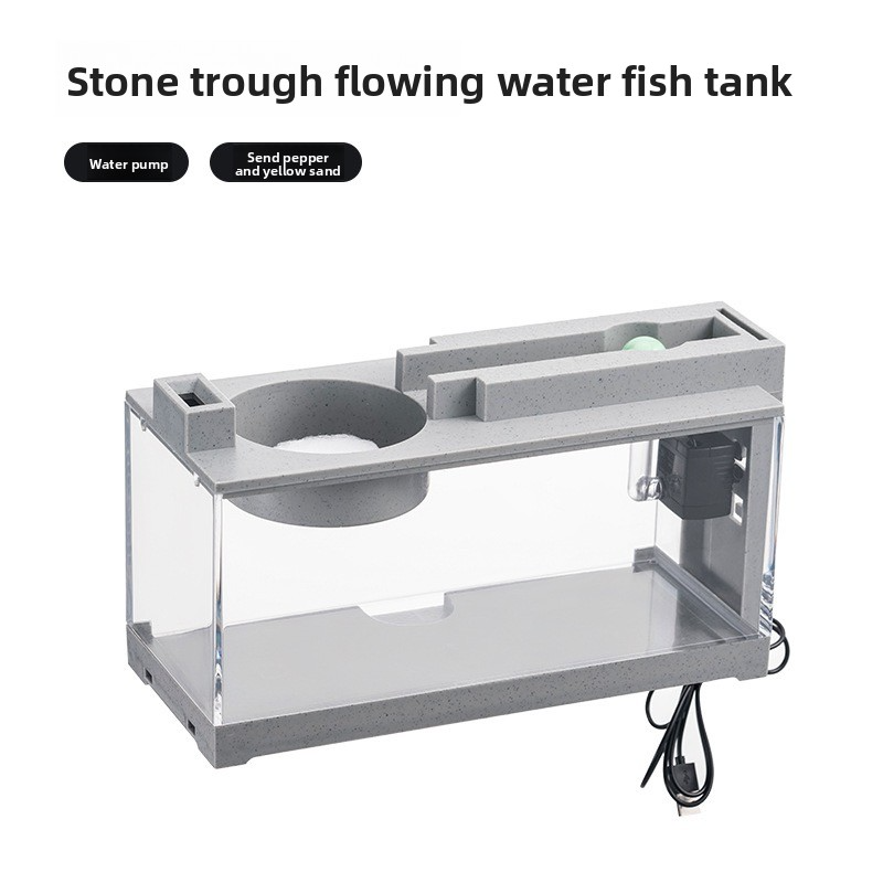 05-Stone trough fish tank with water pump