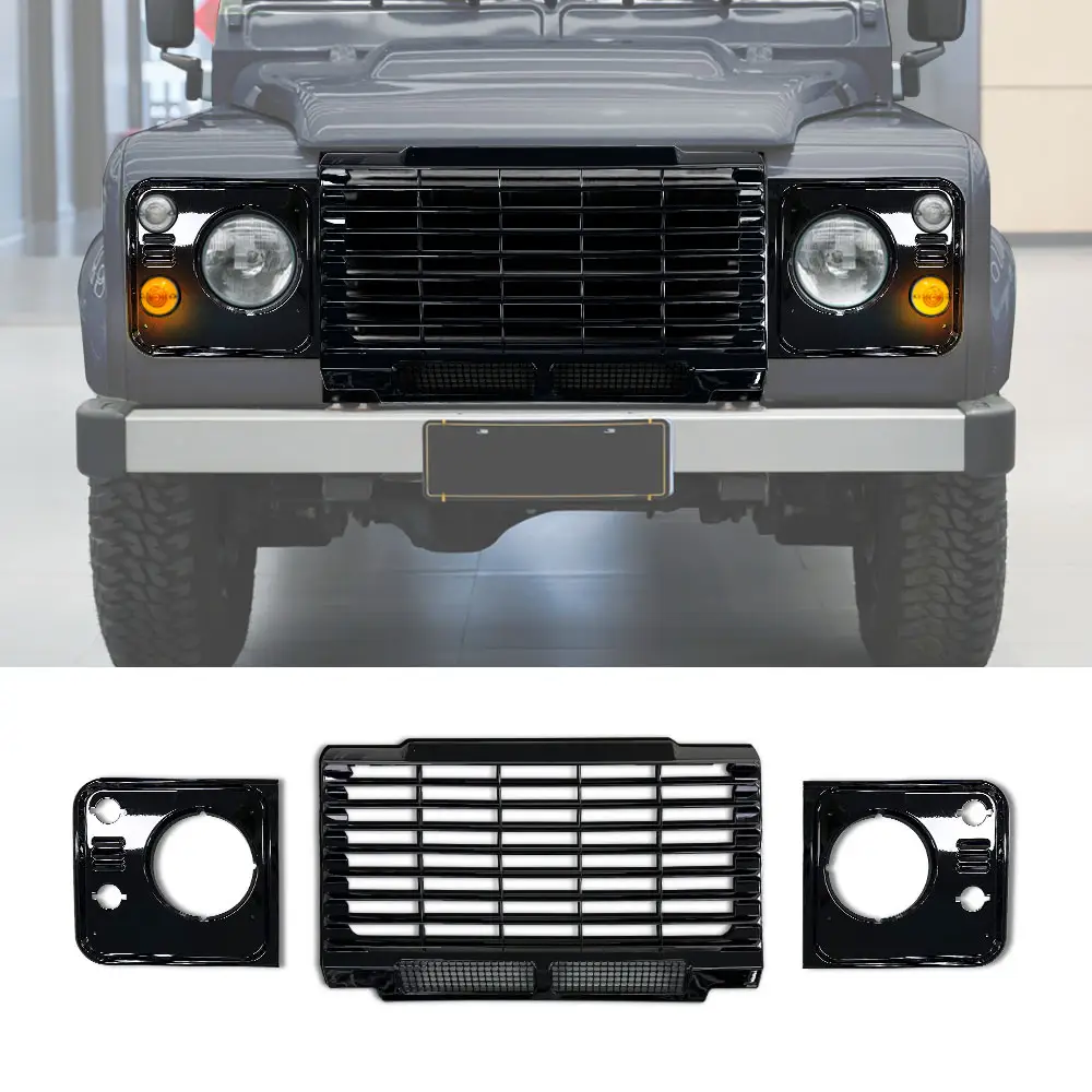 New Car Styling Glossy Black Front Grill Upper Grille For For Classic Land Rover Defender 90 110 Vehicle