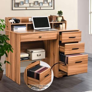 Escritorio para ordenador con cajones y aparador Escritorio para oficina en casa con cajón de archivos, mesa de estudio para lugares pequeños - Product Image 4