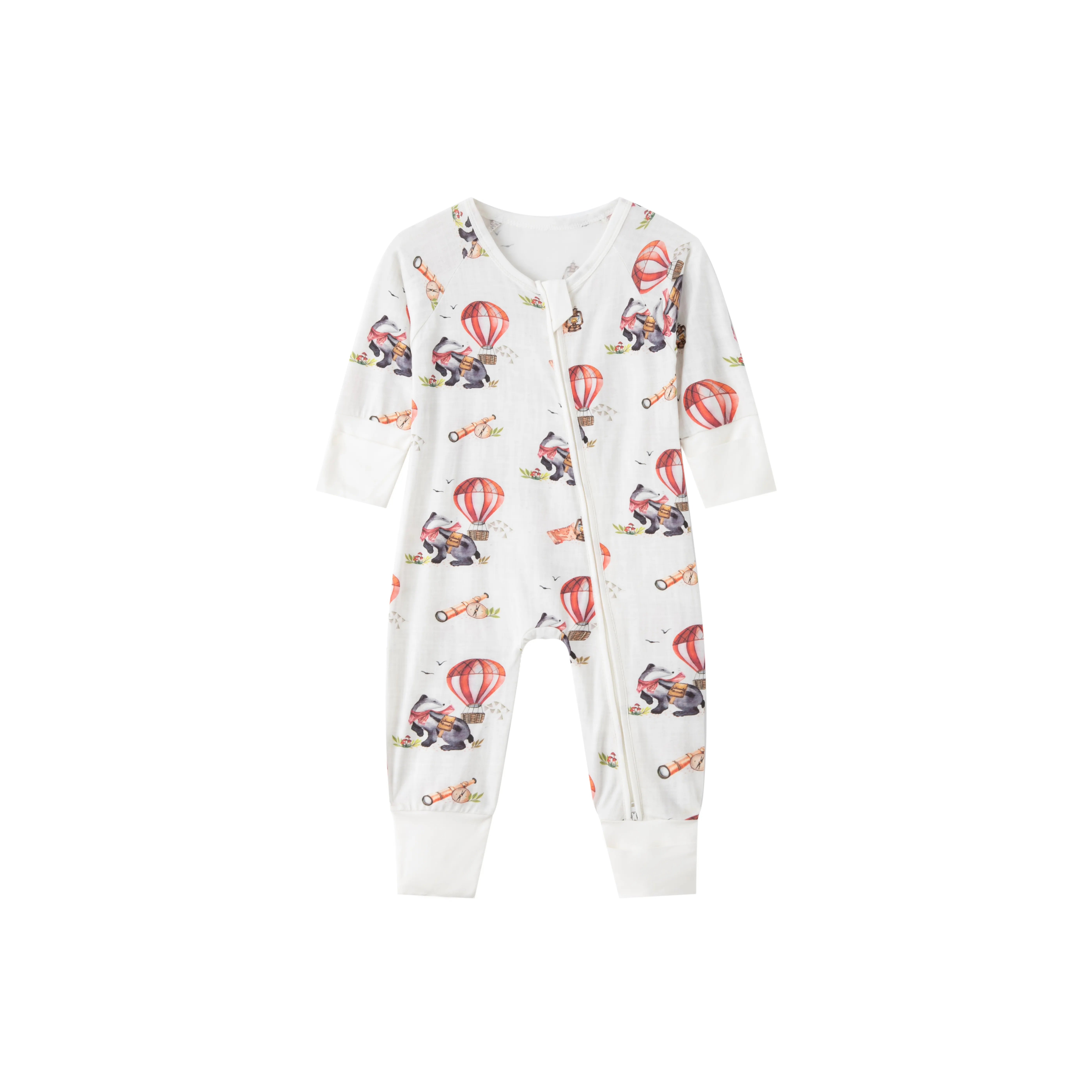 Macacão de bebê de bambu com zíper para bebês recém-nascidos com certificação FSC, roupa de bebê de bambu personalizável