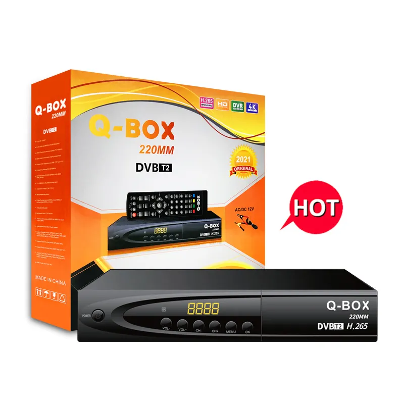 Q-Box 220MM STOCK personalizza OEM ODM Dvb T2 Mini Scart set top box HEVC H.264 Decoder Digital hot