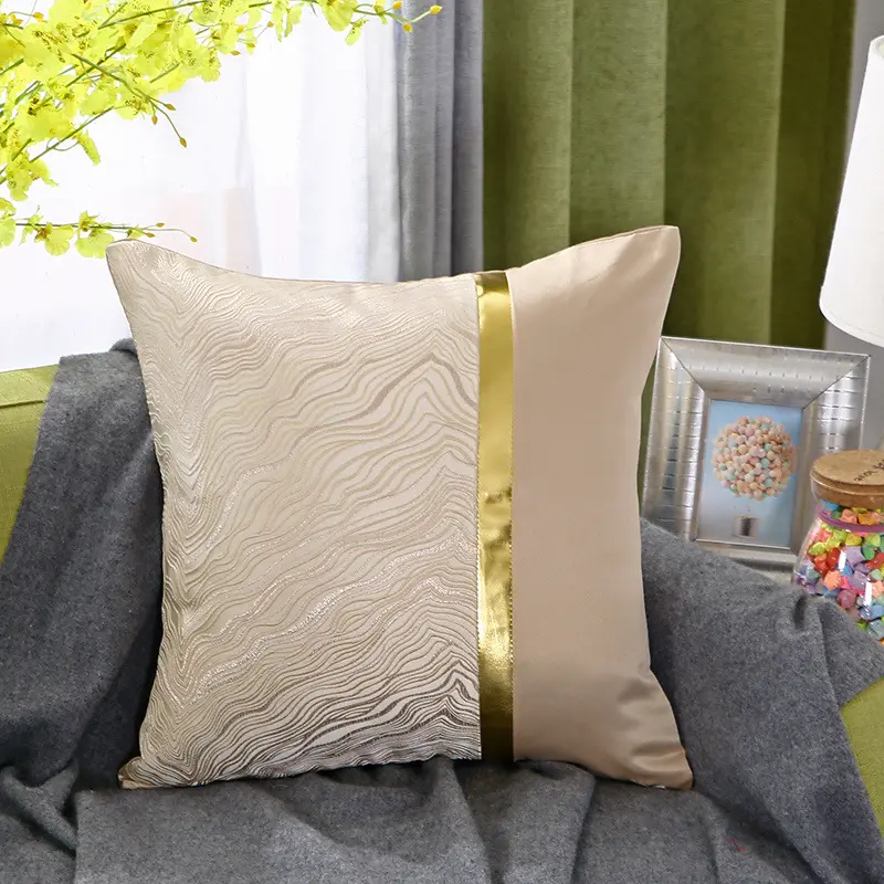 卸売レザーグレーホワイトゴールド装飾枕カバー高級ベルベットソファスロー枕クッションカバー