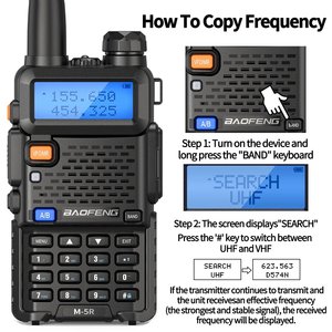 Baofeng UV-5RX WAKI TOKI M-5R Radio multibanda 1800mAh Type-C ricarica Wireless VHF Radio marina 10W potenza di uscita 5km - Product Image 2