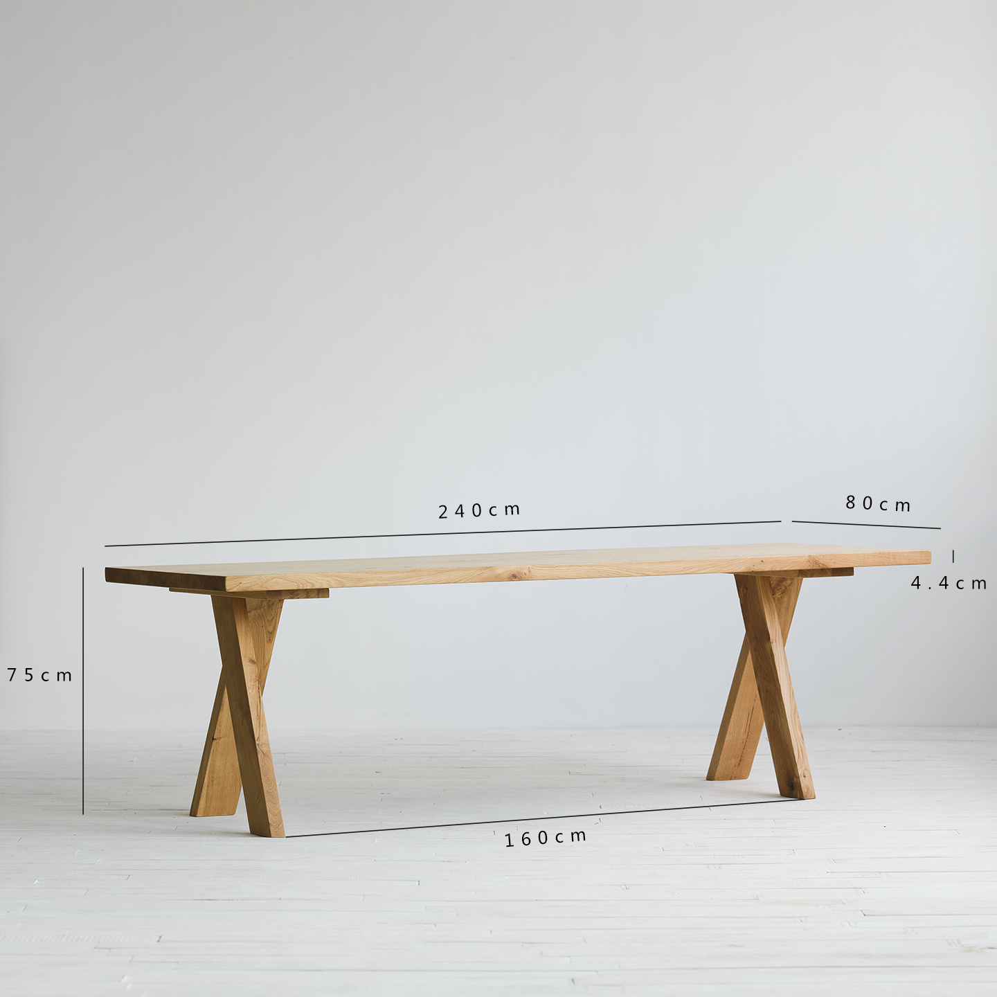 Chêne blanc français - 240 x 80 x 75 cm