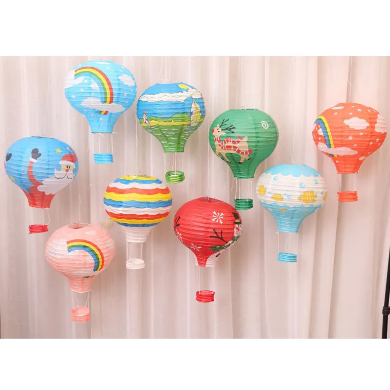 Globo de aire caliente colorido de 12 pulgadas, linterna de papel para decoración del hogar