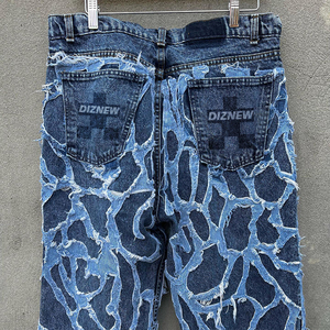 DiZNEW2024 Novo Personalizado Fix Pesado Mancha Danos Wash Patch Glitter Pilha Designer de Jeans dos homens Plus Size