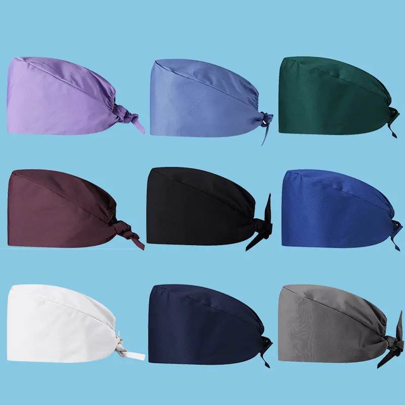 Surgical Hat Medical 100% Cotton Unisex Reusable Hair Hats Adjustable Scrub Hat